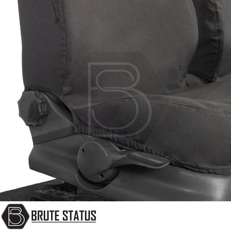 Volkswagen Amarok 2010-2022 Double Cab Cotton-Backed PU Seat Cover, featuring a close-up of the tailored, durable handle and seat detail.