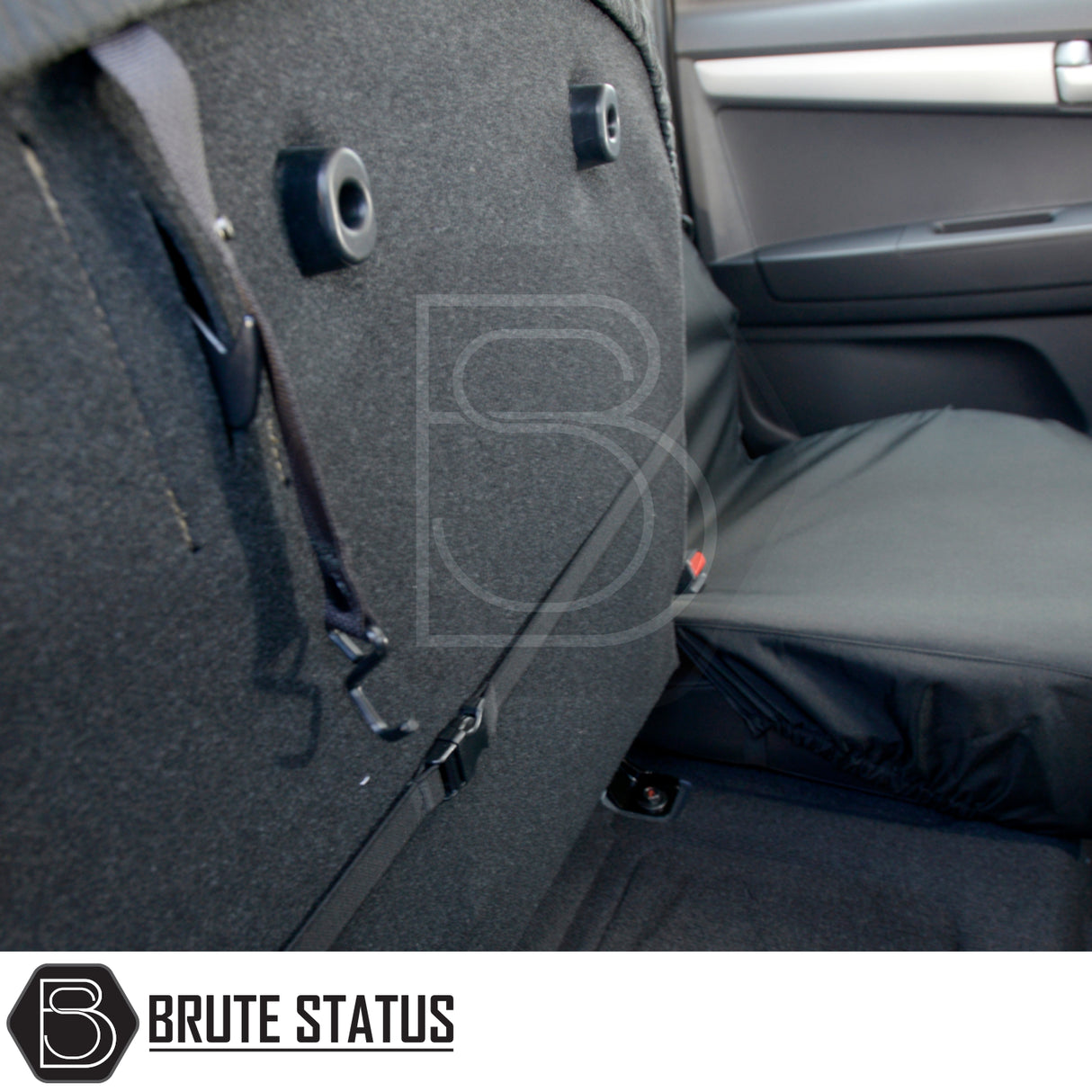 Isuzu D-Max 2012-2020 Double Cab seat covers, tailored fit, showcasing rear car seat coverage.