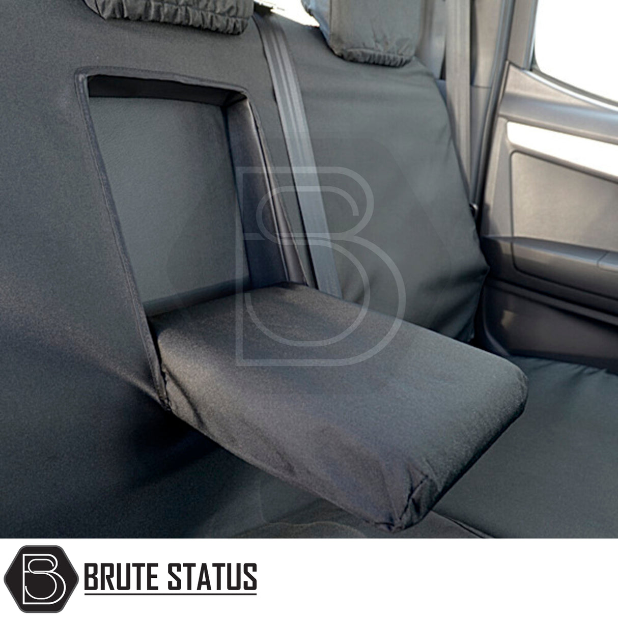 Isuzu D-Max 2012-2020 Double Cab PU seat covers, tailored fit, waterproof, shown on car seat, enhancing interior protection and style.