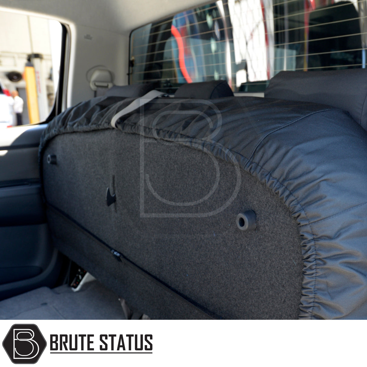 Toyota Hilux 2005-2016 MK6 & MK7 Double Cab Cotton-Backed PU Seat Covers, tailored fit, shown on the back seat of a car for precise coverage.