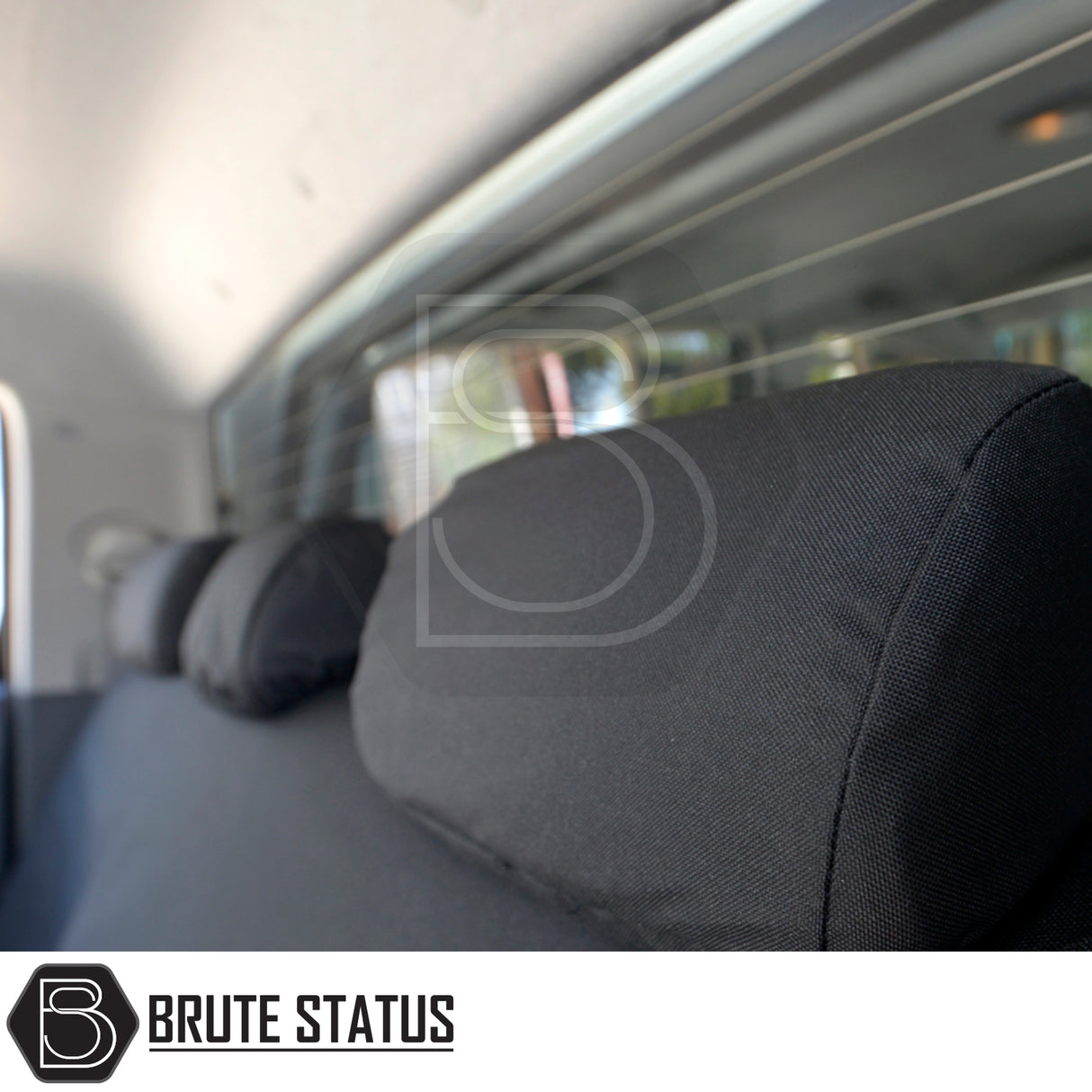 Toyota Hilux 2005-2016 MK6 & MK7 Double Cab Cotton-Backed PU Seat Covers, tailored for excellent fit and protection, shown on black couch with pillows.