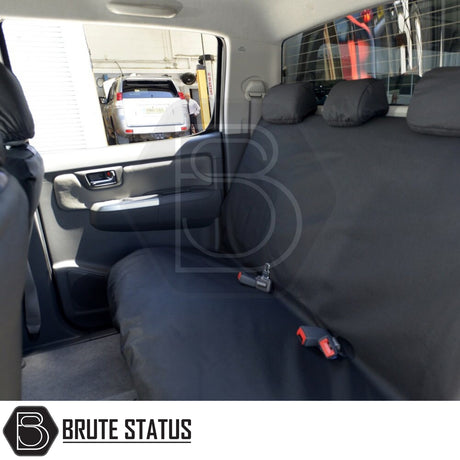 Toyota Hilux 2005-2016 MK6 & MK7 Double Cab Cotton-Backed PU Seat Covers provide snug, precise protection, tailored to fit vehicle seats with premium, waterproof materials.