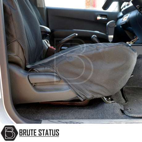 Mitsubishi L200 2005-2015 Series 4 Double Cab Cotton-Backed PU Seat Covers, custom-tailored for precise fit, ensuring durable, waterproof protection for vehicle seats.