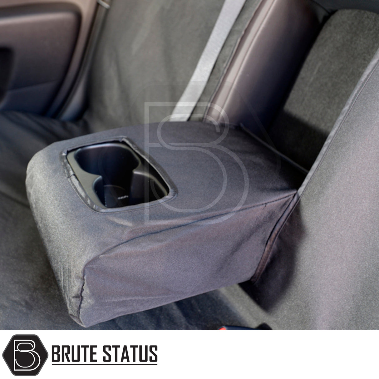 Mitsubishi L200 2005-2015 Series 4 Double Cab seat covers, tailored cotton-backed PU, visible armrest cover, seamlessly integrates for optimal protection and style.