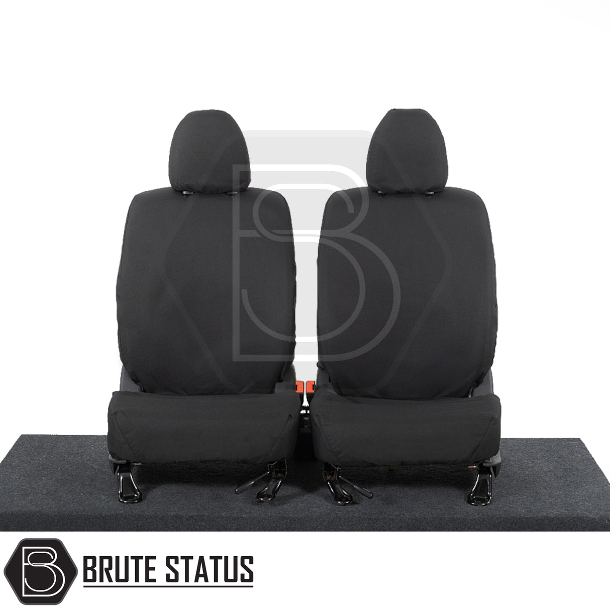 Mitsubishi L200 2015-2021 Series 5 Double Cab Seat Covers, tailored fit, waterproof, black, includes front and rear headrest and bench covers.