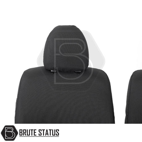 Fiat Fullback 2016-2019 Double Cab Cotton-Backed PU Seat Covers, tailored for snug fit and enhanced protection, shown installed on vehicle seats.