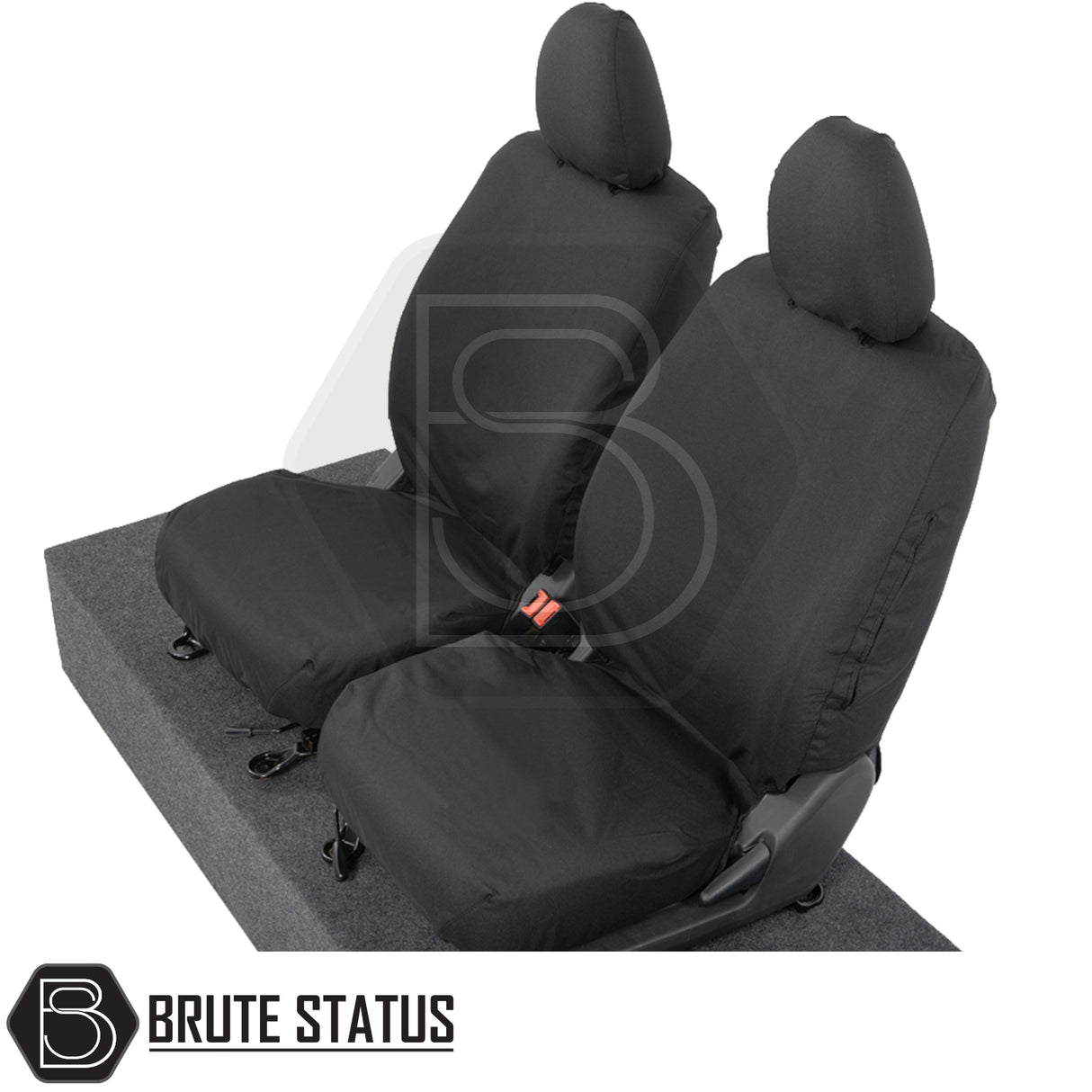 Fiat Fullback 2016-2019 Double Cab Cotton-Backed PU Seat Covers showcasing tailored fit and premium materials with custom headrests for enhanced truck interior protection.