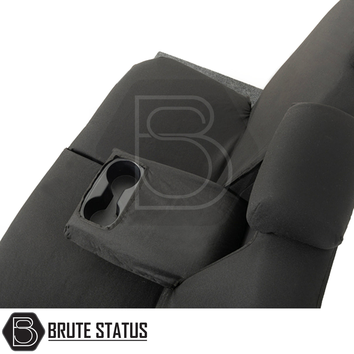 Toyota Hilux 2016+ MK8 & MK9 Double Cab tailored seat covers, featuring drink holder, enhancing vehicle interior with durable, waterproof, cotton-backed PU material for optimal protection.
