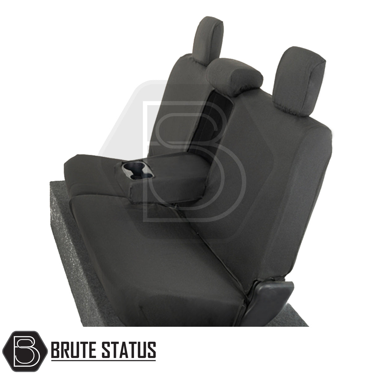 Toyota Hilux 2016+ MK8 & MK9 seat covers, tailored for a snug fit, featuring durable cotton-backed PU material with headrest and armrest inclusions.