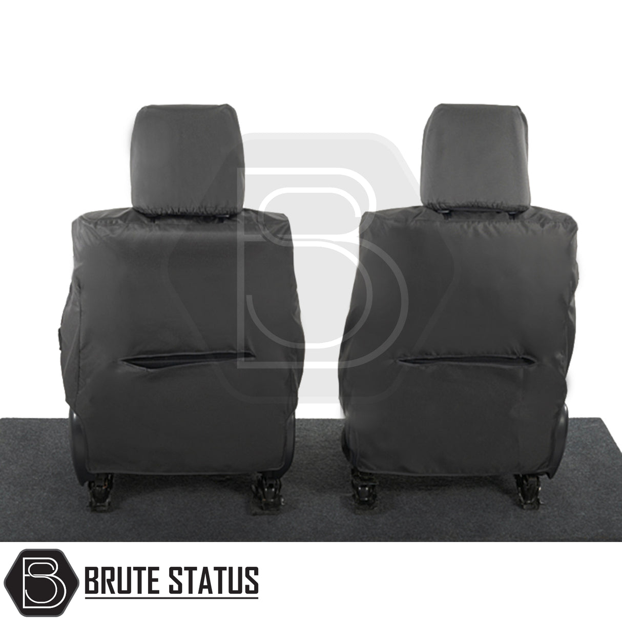 Toyota Hilux 2016+ MK8 & MK9 seat covers, custom tailored for a snug fit, enhancing vehicle interior with premium, waterproof, cotton-backed polyester material.