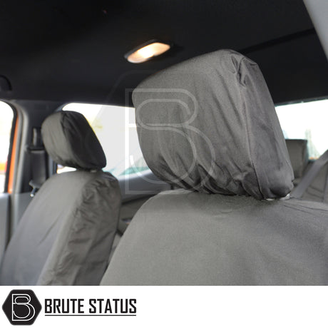 Ford Ranger 2016-2022 Wildtrak Double Cab custom headrest covers, tailored for a snug fit, enhancing protection and style with premium, waterproof materials.