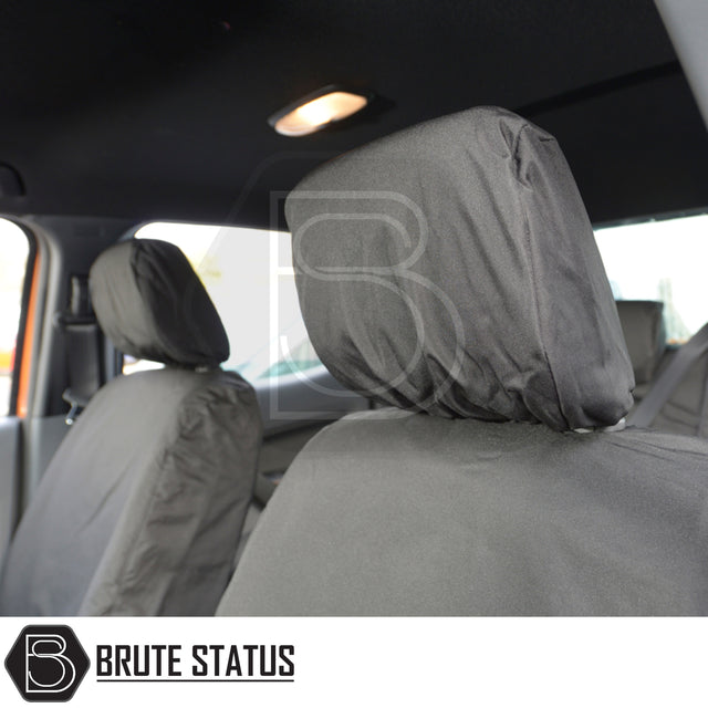 Ford Ranger 2016-2022 Wildtrak Double Cab custom headrest covers, tailored for a snug fit, enhancing protection and style with premium, waterproof materials.