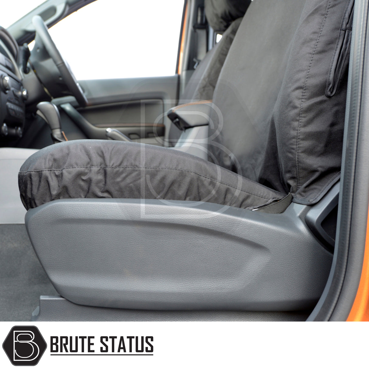 Ford Ranger 2016-2022 T7 & T8 Wildtrak Double Cab Cotton-Backed PU Seat Covers, tailored fit with durable, waterproof materials, featuring front seat coverage and headrest integration.