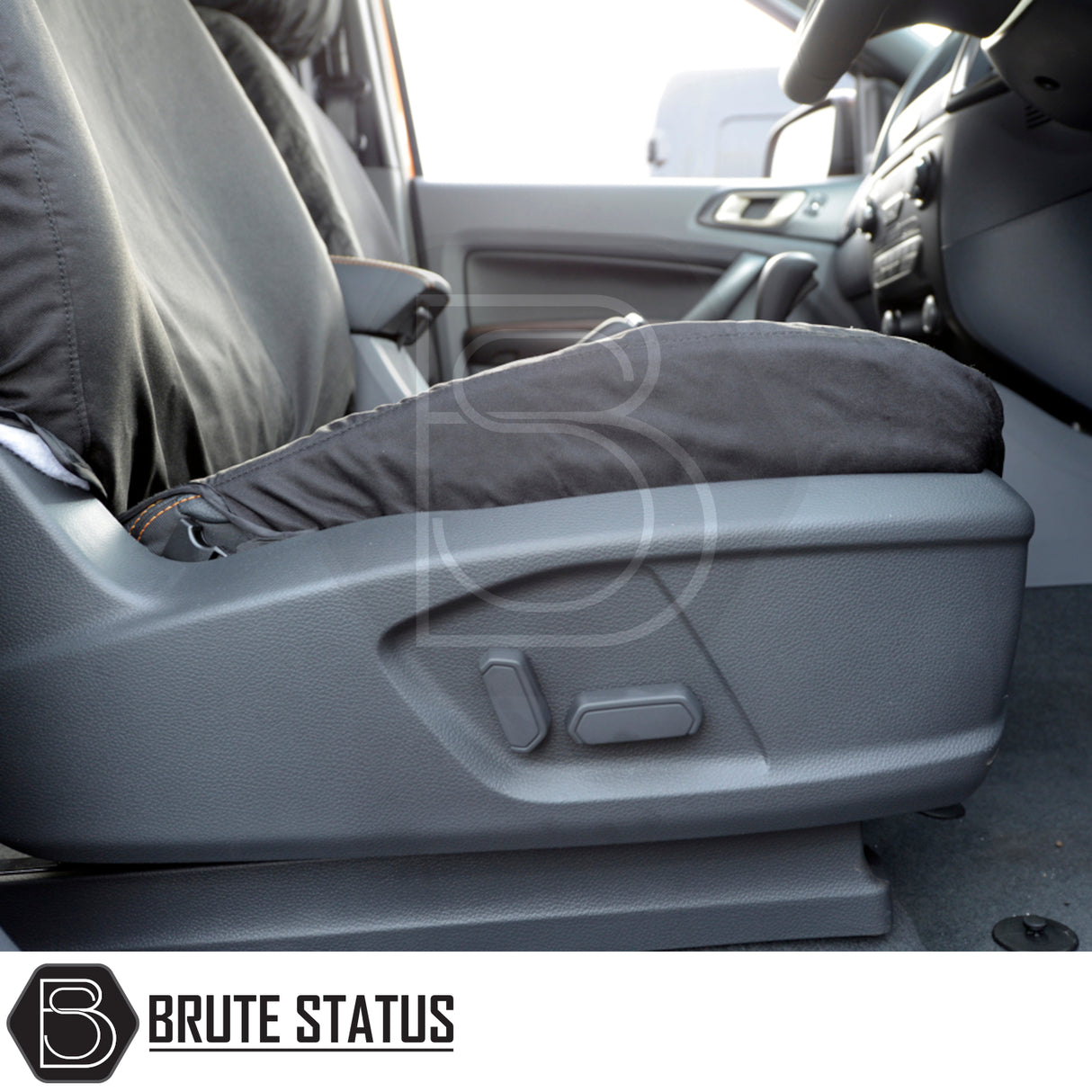 Ford Ranger 2016-2022 T7 & T8 Wildtrak Double Cab Cotton-Backed PU Seat Covers, showcasing tailored fit and premium materials, enhancing vehicle interior protection and style.