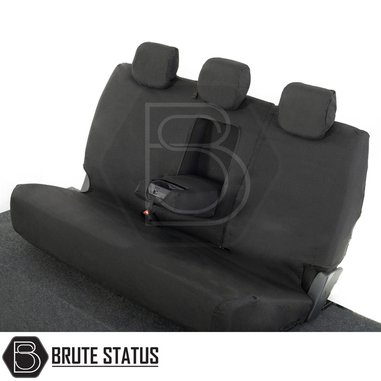 Ford Ranger 2016-2022 T7 & T8 Wildtrak Double Cab Cotton-Backed PU Seat Covers featuring tailored fit with three headrests visible.