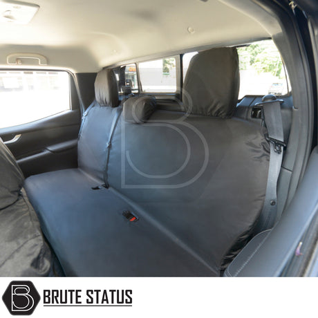 Mercedes X-Class 2017-2020 Double Cab Cotton-Backed PU Seat Covers displayed on a car seat, showcasing tailored fit and premium materials for pickup truck interiors.