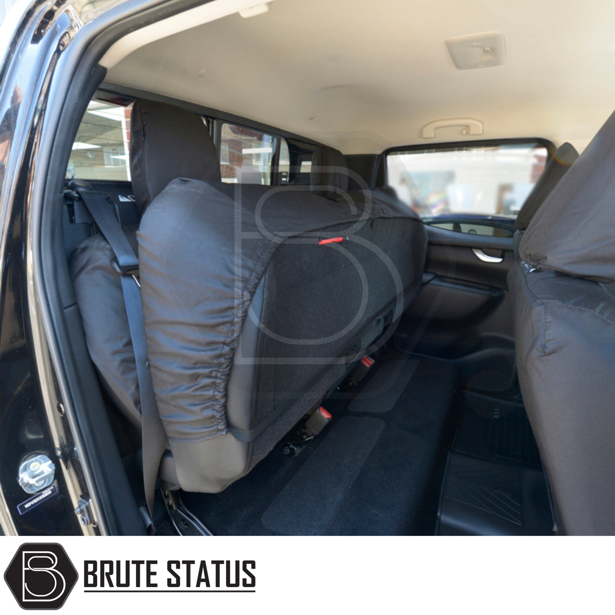 Mercedes X-Class 2017-2020 Double Cab Cotton-Backed PU Seat Covers shown installed in a car, highlighting their precise fit and premium, protective material.