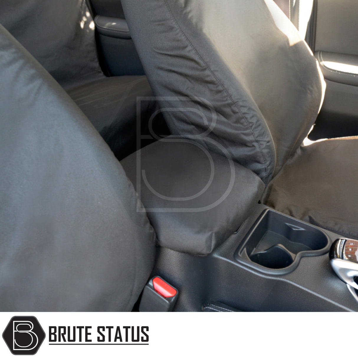 Mercedes X-Class 2017-2020 Double Cab Cotton-Backed PU Seat Covers, tailored for snug fit, visible on front seats, enhancing vehicle interior with durability and waterproof protection.