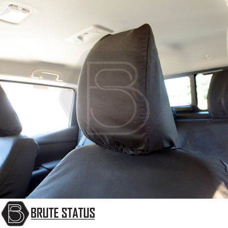 Mercedes X-Class 2017-2020 Double Cab Cotton-Backed PU Seat Covers, tailored for snug fit; includes headrest and armrest covers, enhancing vehicle interior protection and style.