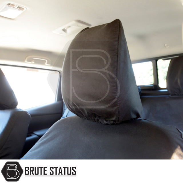 Mercedes X-Class 2017-2020 Double Cab Cotton-Backed PU Seat Covers, tailored for snug fit; includes headrest and armrest covers, enhancing vehicle interior protection and style.