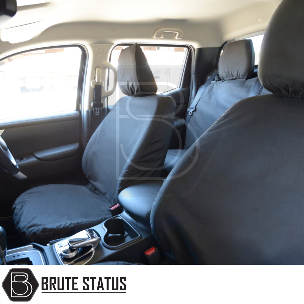 Mercedes X-Class 2017-2020 Double Cab Cotton-Backed PU Seat Covers, tailored for precise fit, shown in a vehicle interior with sleek design and premium materials.