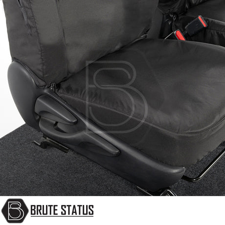 Toyota Hilux 2016+ MK8 & MK9 seat covers, tailored fit with cotton-backed PU material, offering durability and waterproof protection for front and rear seats.