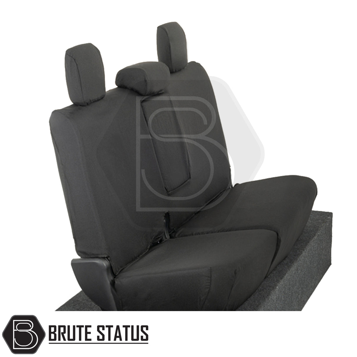 Toyota Hilux 2016+ MK8 & MK9 custom-fit seat covers, featuring black cotton-backed PU material with tailored headrests and bench covers for enhanced protection and style.