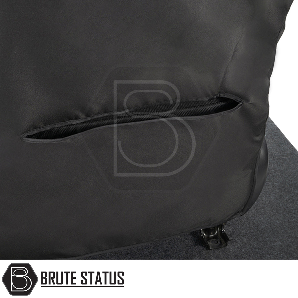 Toyota Hilux 2016+ MK8 & MK9 seat covers with black fabric, zipper detail, and tailored fit for enhanced vehicle protection and style.