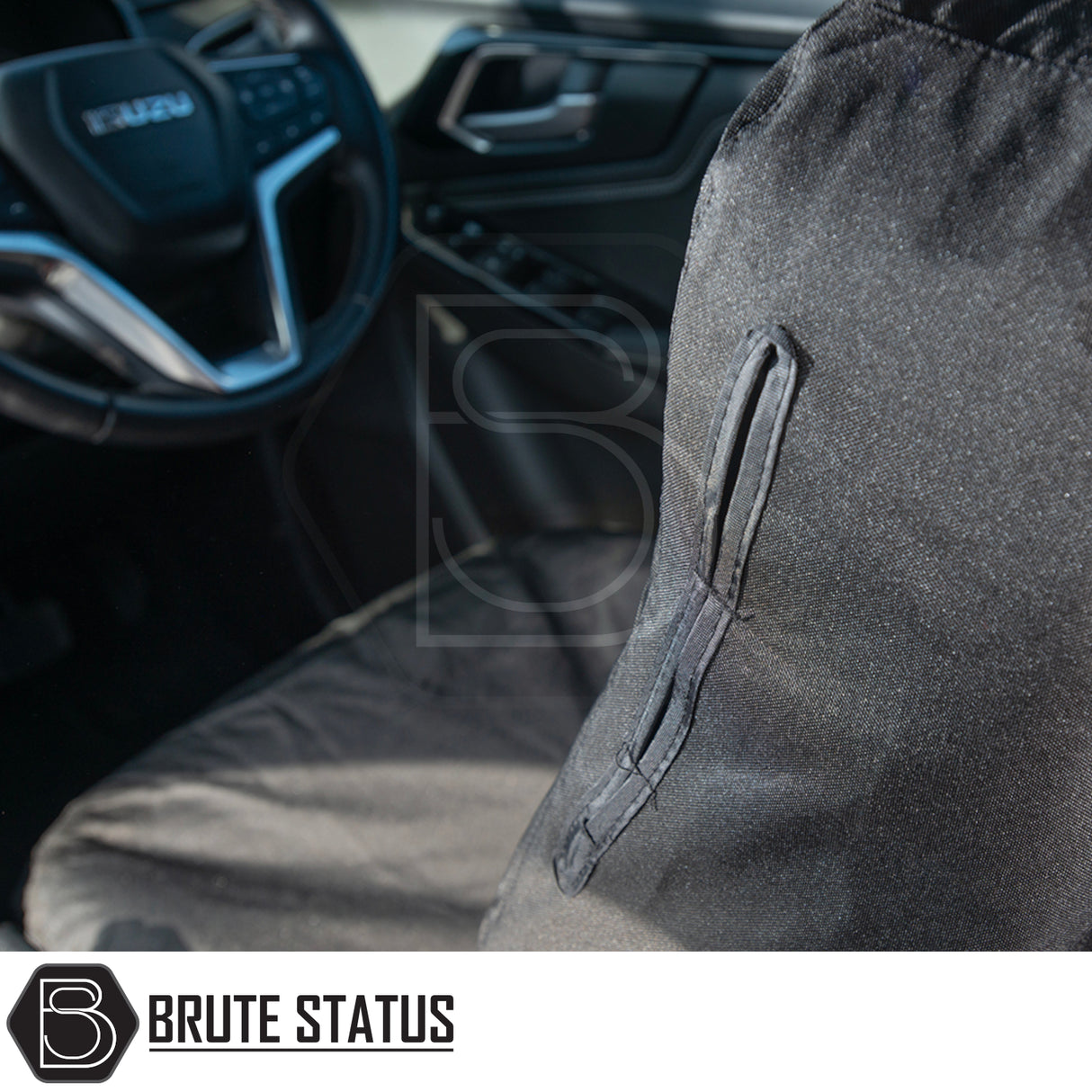 Isuzu D-Max 2021+ Double Cab Seat Covers, featuring custom-tailored, waterproof, cotton-backed PU material, designed for durability and perfect fit.