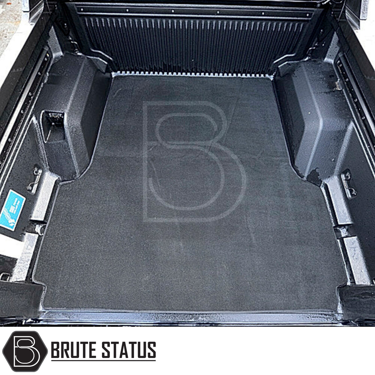 Ford Ranger 2012-2019 T6 & T7 Carpet Load Bed Liner inside truck bed, showcasing precision-fit, heavy-duty carpet with non-slip backing for enhanced durability and protection.