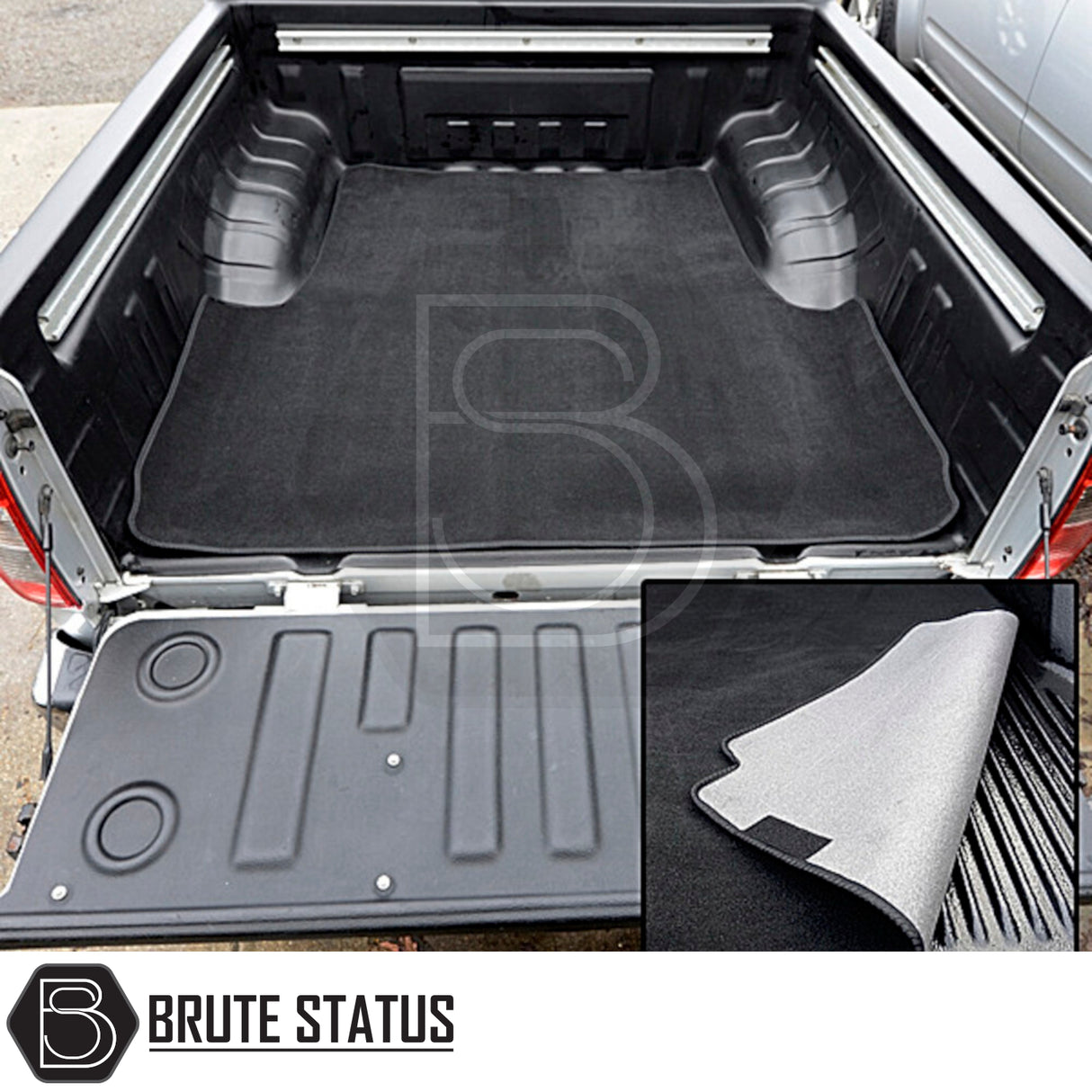 Nissan Navara 2005-2015 D40 Carpet Load Bed Liner in a truck, showcasing its tailored fit and premium non-slip carpet for secure cargo placement.