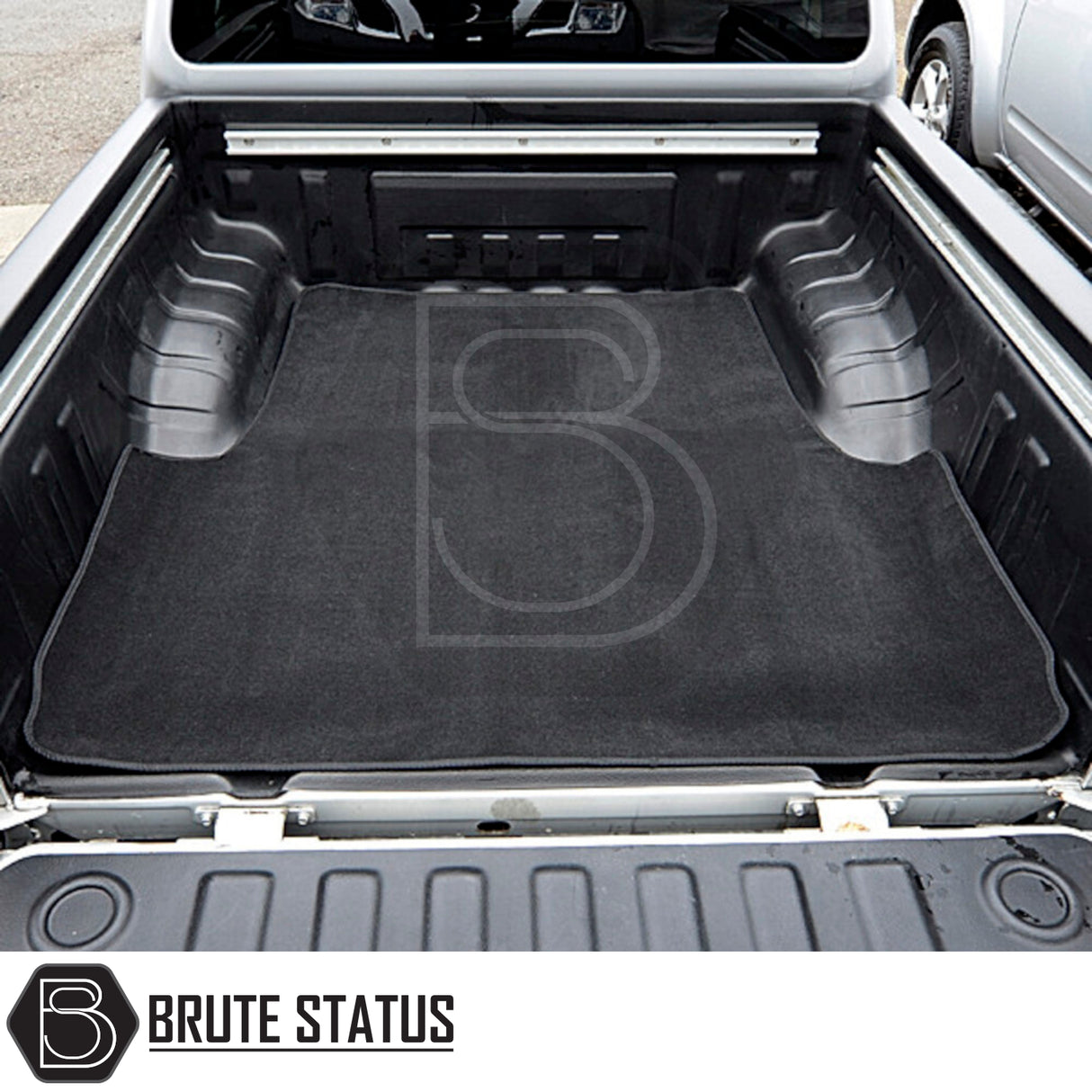 Nissan Navara 2005-2015 D40 Carpet Load Bed Liner displayed in truck bed, showcasing its custom fit and durable, anti-slip carpet material.