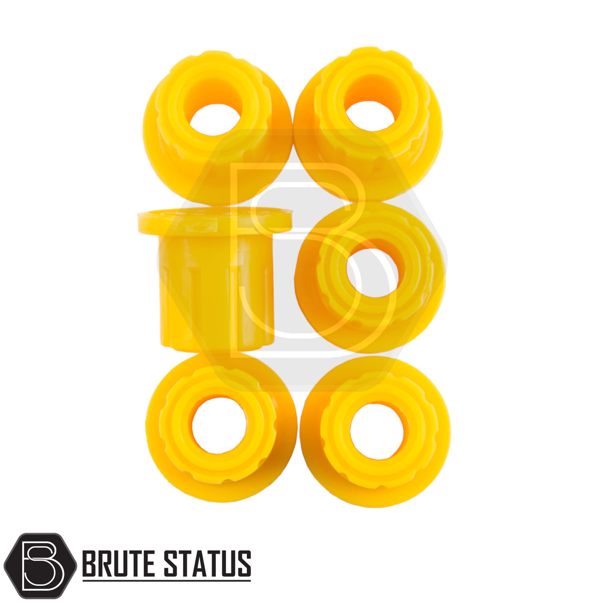 Bright yellow polyurethane bushings for Ford Ranger 2023+ T9 Old Man Emu Nitrocharger 40mm Suspension Lift Kit, showcasing durable components for enhanced off-road performance.