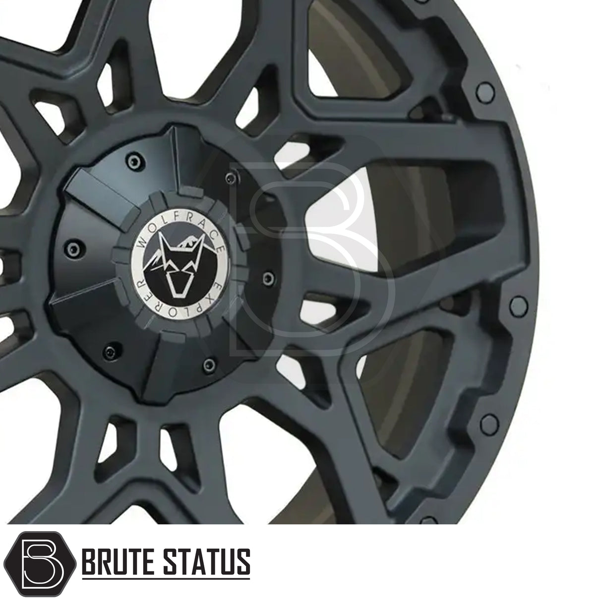 Matte Black Wolfrace Sahara Wheels – 18 or 20 Inch, Riveted Style – Durable off-road-inspired alloy wheels with black or silver rivets, PCD options 5x120, 6x114.3 or 6x139.7, centre bore 65.1–106.1mm, offsets ET0–ET45, sold as a full set of four.
