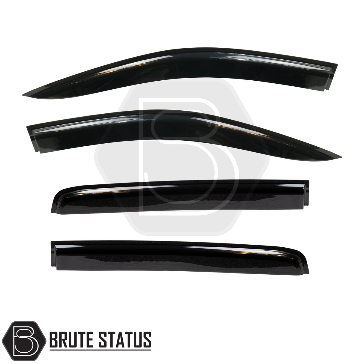 Ford Ranger 2012-2022 T6 T7 T8 Window Wind Deflectors, featuring a durable black design with white lettering, enhance aerodynamics and provide rain protection.