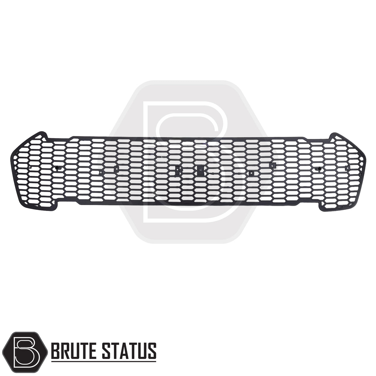 Raptor-style front grille for Ford Ranger 2019+ made from durable ABS plastic with smooth black finish, featuring four bright white LED lights, no drilling required, designed to give a bold American Raptor look.