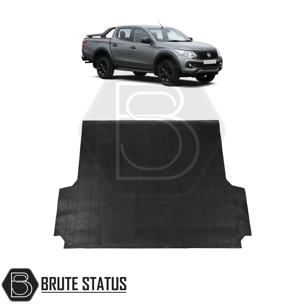 Heavy-duty 10mm rubber bed mat for Fiat Fullback (2015–2019), non-slip cargo liner for truck bed protection, custom fit and easy to clean.