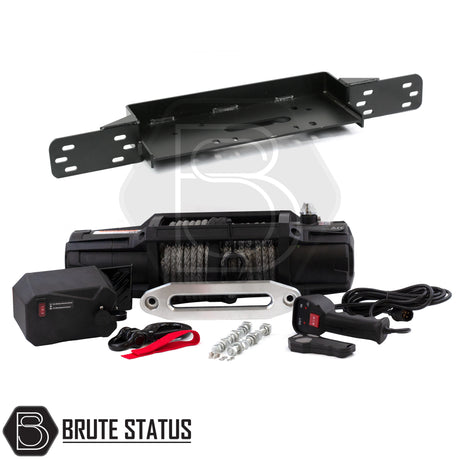 brute status heavy duty winch with dyneema rope and winch bracket for ford ranger 2016-2019 pickup truck