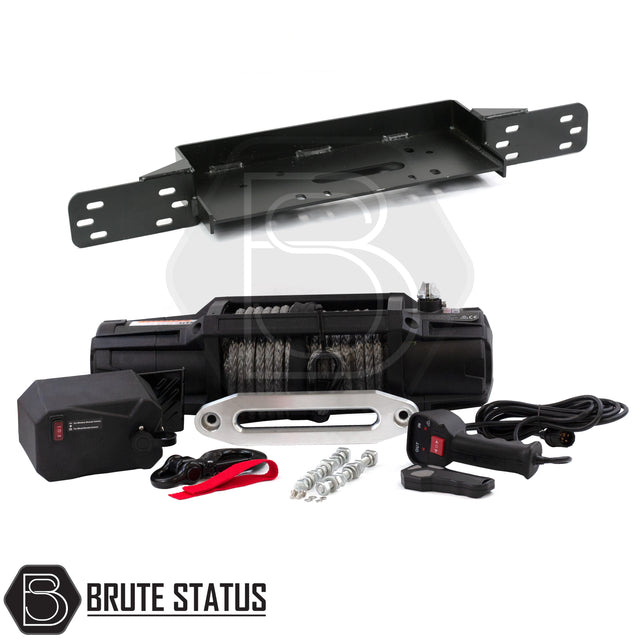 brute status heavy duty winch with dyneema rope and winch bracket for ford ranger 2016-2019 pickup truck