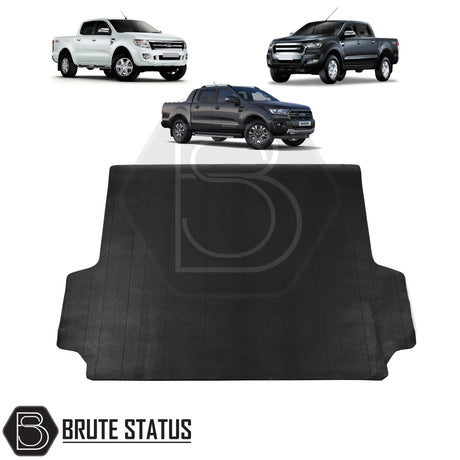 Heavy-duty 10mm rubber bed mat for Ford Ranger 2023+ pickup truck, non-slip cargo liner for truck bed protection, custom fit and easy to clean.