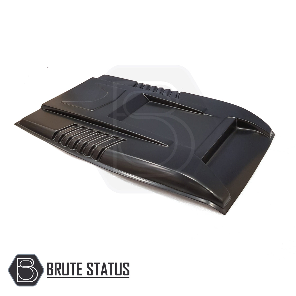 Matte black Raptor-style bonnet scoop for Ford Ranger 2015–2022, made from impact-resistant plastic with easy 3M tape installation and no drilling required