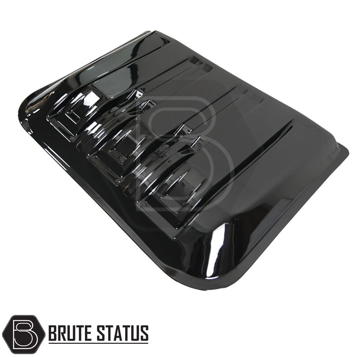 Ford Ranger T9 2023+ Raptor Style Bonnet Scoop Vent Gloss Black, featuring a glossy-black, three-vent design, unmounted, made by Brute Status for easy installation.