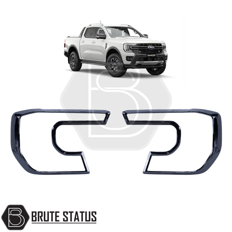 Headlight covers for the ford ranger 2023 onwards pickup truck in gloss black finish