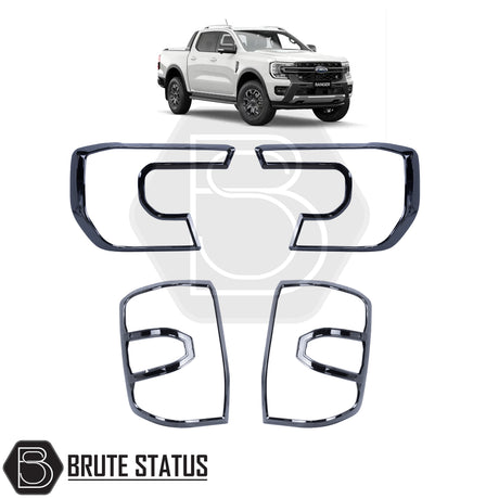 Ford Ranger 2023+ Gloss Black Head Light & Tail Light Cover Package