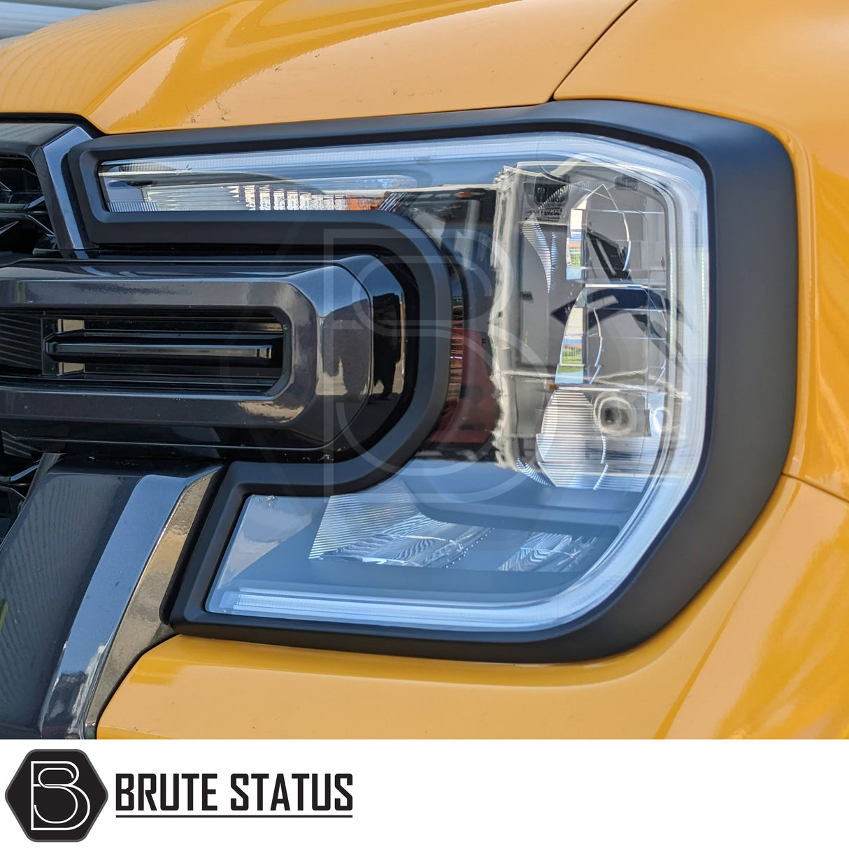 Brute Status matte black headlight and taillight cover trims for a Ford Ranger 2023+ pickup truck