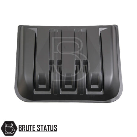 Matte black bonnet scoop for Ford Ranger T9 (2023+), made from impact-resistant plastic with 3M adhesive tape for easy, drill-free installation