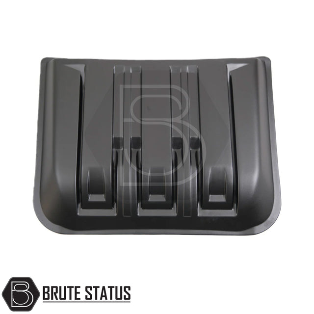 Matte black bonnet scoop for Ford Ranger T9 (2023+), made from impact-resistant plastic with 3M adhesive tape for easy, drill-free installation