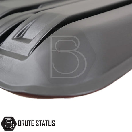 Matte black bonnet scoop for Ford Ranger T9 (2023+), made from impact-resistant plastic with 3M adhesive tape for easy, drill-free installation