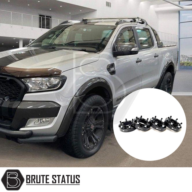 gloss black wide arch kit paired with 35mm wheel spacers for the ford ranger 2012-2022 pickup truck