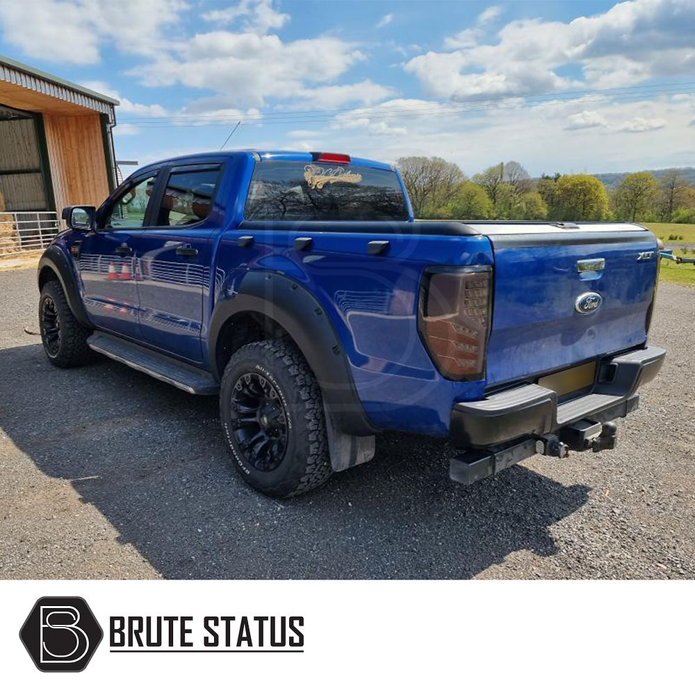 Ford Ranger 2012-2022 aftermarket LED rear tail lights units with smoked lenses sequential indicators and easy plug and play installation.